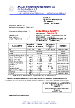 Certificato Ghiaccio Bergamo